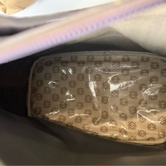 Vintage Loewe Gray Leather Top Handle Purse w/ COA - made in Spain 🇪🇸 - Picture 9 of 16